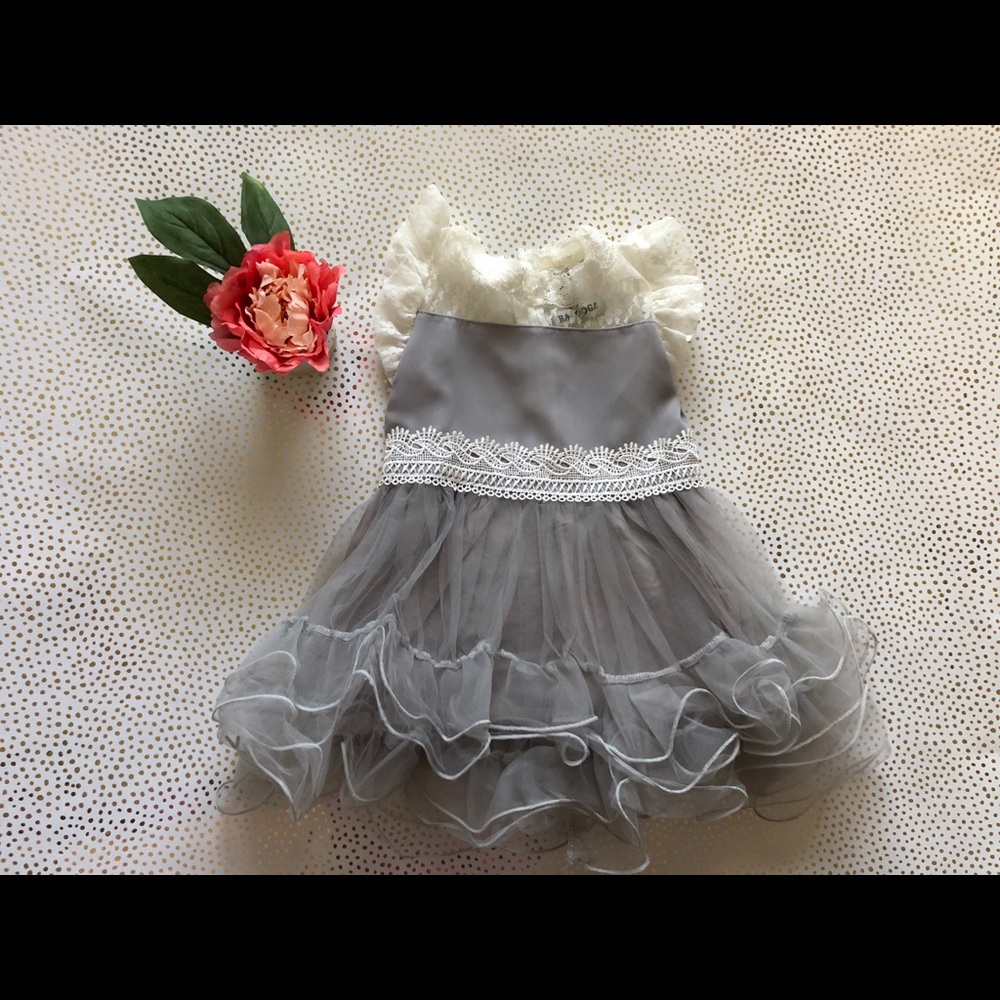 Gray dress lace detail